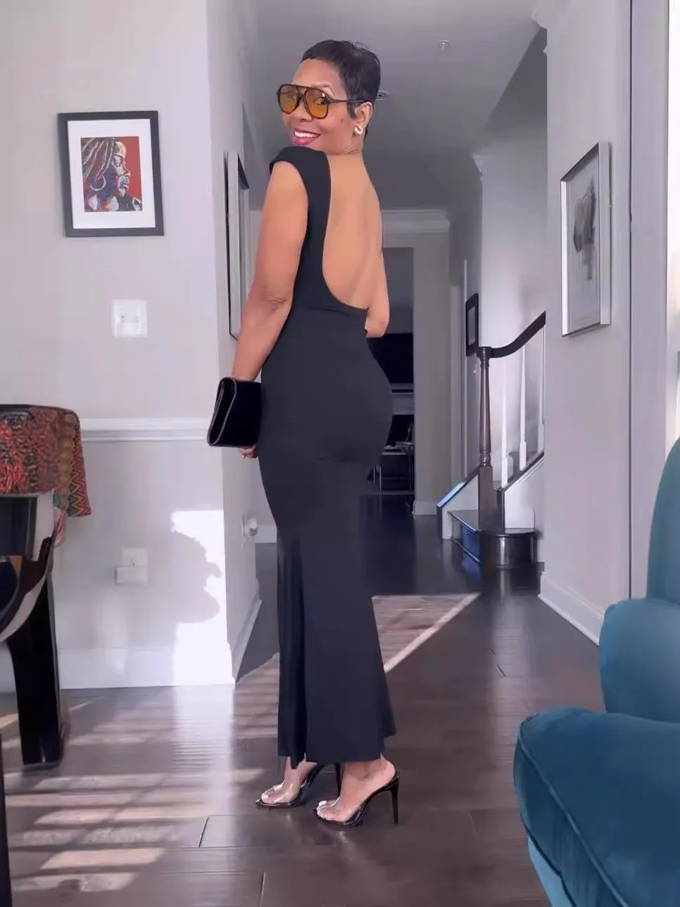 Women's Spring And Autumn Fashion Sexy Hollow Low Back Slim Bodycon Dress 5 Women's Spring And Autumn Fashion Sexy Hollow Low Back Slim Bodycon Dress - Image 5