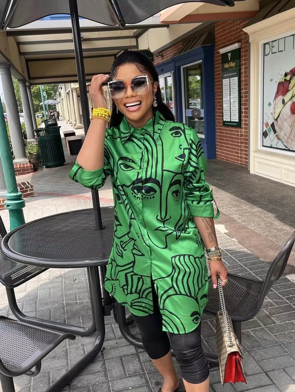 Women's Spring Loose Face Print Style Shirt 5 Women's Spring Loose Face Print Style Shirt - Image 5