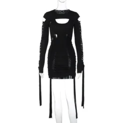 Women's Sexy Hollow Out Long Sleeve Lace-Up Bodycon Dress -Deals Toggenix Store ecca5cf5aae3da30