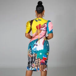 Women's Round Neck Print Fashion Giraffe Short Sleeve Dress -Deals Toggenix Store ed28f3bcef47fea7