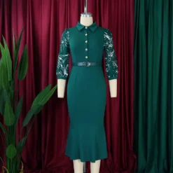 Women Printed Long Sleeve Patchwork Dress -Deals Toggenix Store ed8d7a2bb4f5604f