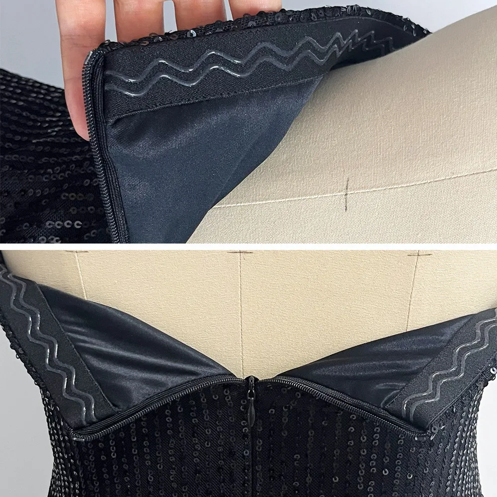 Women Sexy Sequin Off Shoulder Strapless Bodycon Dress 5 Women Sexy Sequin Off Shoulder Strapless Bodycon Dress - Image 5