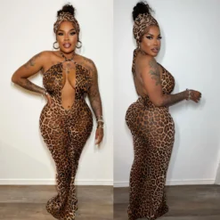 Women Printed Lace-Up Halter Neck Elastic Pleated Bodycon Leopard Print Dress 16 Women Printed Lace-Up Halter Neck Elastic Pleated Bodycon Leopard Print Dress -Deals Toggenix Store ee8e5762c92aa98a