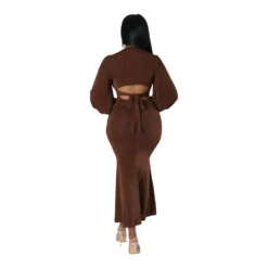 Long Sleeve V Neck Slim Chic Slim Waist Gown Fall Winter Women'S Dress -Deals Toggenix Store eef8df30383238a0