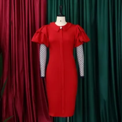 Women'S Fall/Winter Mesh And Pleated Plus Size Ol Chic Career Dress -Deals Toggenix Store ef3e32d1a4a90c3a