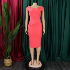 Women Short SleevesSolid Office Bodycon Dress -Deals Toggenix Store f0652a01942127e8