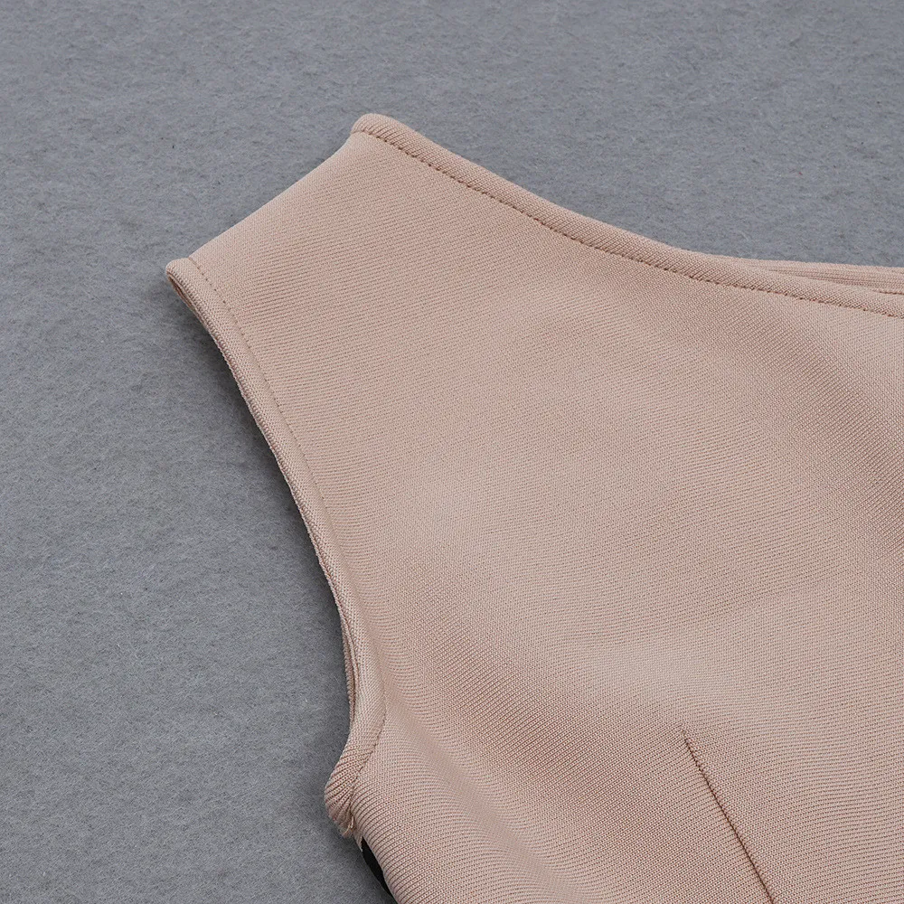 Women Sexy Slit Slash Shoulder Striped One Shoulder Sleeveless Bandage Dress 18 Women Sexy Slit Slash Shoulder Striped One Shoulder Sleeveless Bandage Dress - Image 18