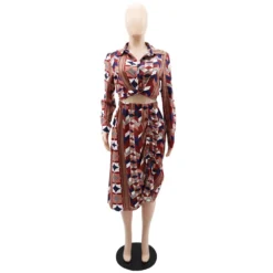 Women Casual Printed Shirt And Skirt Two-piece Set -Deals Toggenix Store f18de8bac235306f
