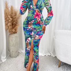 Women Sexy Printed V-neck Slit Long-sleeved Dress 13 Women Sexy Printed V-neck Slit Long-sleeved Dress -Deals Toggenix Store f215027ba5f060d5