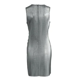 Sexy Fashionable V-Neck Casual Color Block Button Solid Color Metallic Pleated Tight Fitting Dress -Deals Toggenix Store f29588a5a77f405d