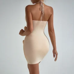 Women Floral Cutout Strapless Pleated Backless Bodycon Dress -Deals Toggenix Store f2b14021c22733c2