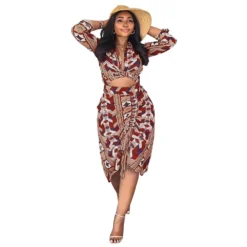 Women Casual Printed Shirt And Skirt Two-piece Set -Deals Toggenix Store f2e988f5775770b7