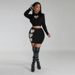 Rhinestone Heart Hollow Crop T-Shirt Short Skirt Fashion Casual Two Piece Set For Women 32 Rhinestone Heart Hollow Crop T-Shirt Short Skirt Fashion Casual Two Piece Set For Women -Deals Toggenix Store f4f89f6279d23278