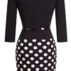 Midi Waist Square Neck Fashion Women Chic Career Zip Patchwork Bodycon Dress