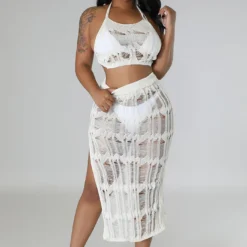 Women's Spring Summer Beach Knitting Vest Slit Skirt Slit Sexy Two Piece Set 14 Women's Spring Summer Beach Knitting Vest Slit Skirt Slit Sexy Two Piece Set -Deals Toggenix Store f59f522af7957eca