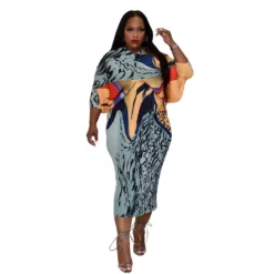 Women'S Fall V-Neck Bat Sleeves Print Dress -Deals Toggenix Store f6fc6ed24c24b5eb