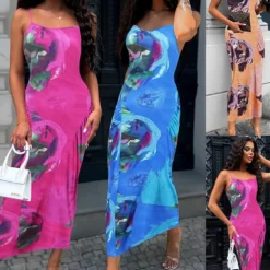 Women Sexy Suspender Print Dress -Deals Toggenix Store f726cc1faf79c564