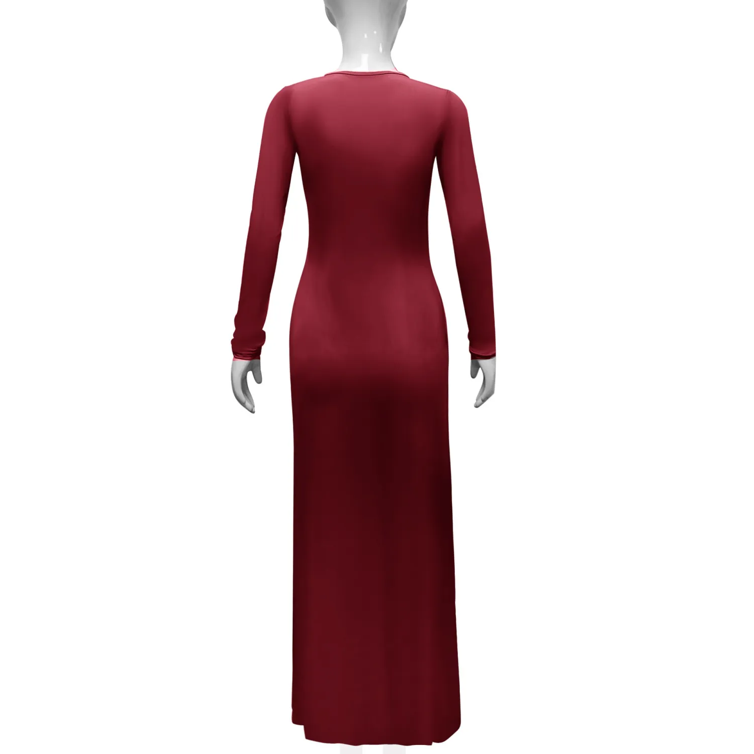 Women's Long-Sleeved Sexy Deep V-Neck Pleated Slim Long Dress 17 Women's Long-Sleeved Sexy Deep V-Neck Pleated Slim Long Dress - Image 17