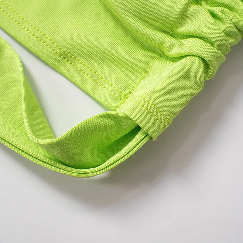 Women Summer Solid Gathered Backless Top And Slit Skirt Casual Two-piece Set 4 Women Summer Solid Gathered Backless Top And Slit Skirt Casual Two-piece Set - Image 4