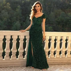 Women Sequin Side Slit Sexy Dress -Deals Toggenix Store f81fd89b37e5c5b8