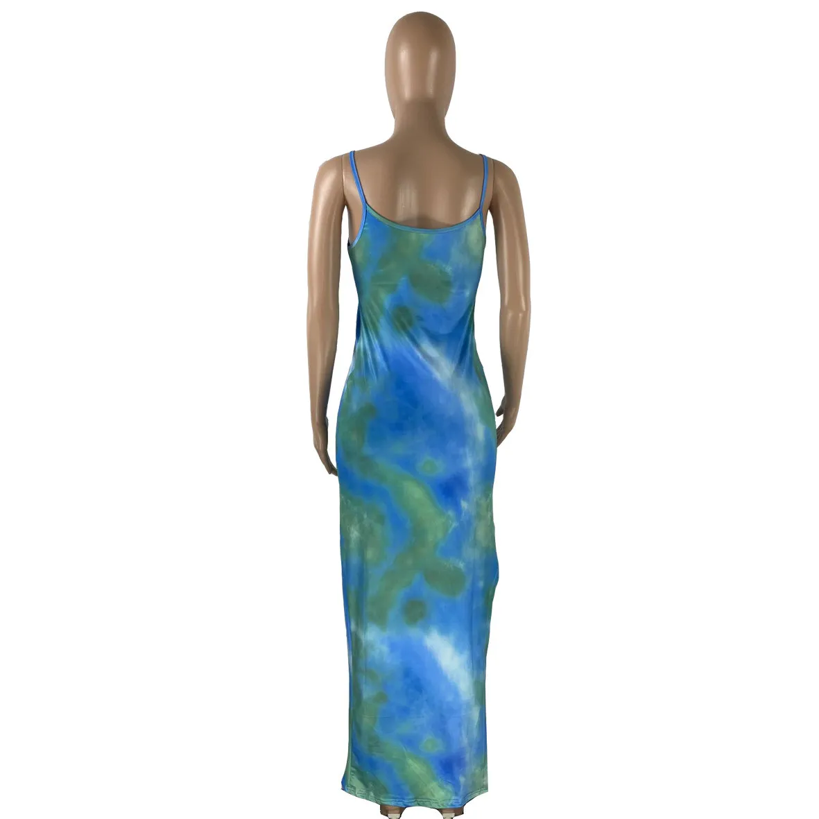 Women Tie Dye Printed Tank Top Strap Dress 3 Women Tie Dye Printed Tank Top Strap Dress - Image 3