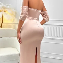 Women Sexy Summer Solid Off Shoulder Pleated Dress -Deals Toggenix Store f9a10f5c3ea25804