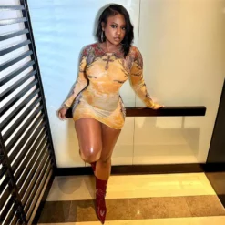 Spring Women's Fashion Digital Print Round Neck High Waisted Slim Fit Short Jumpsuit -Deals Toggenix Store f9f7fb7812bc443b