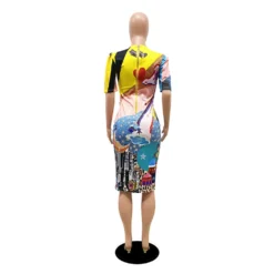Women's Round Neck Print Fashion Giraffe Short Sleeve Dress -Deals Toggenix Store fb2d7f8dc11ed996