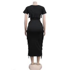 Women Solid Tassel Round Neck Short Sleeve Top And Long Dress Two-Piece Set 38 Women Solid Tassel Round Neck Short Sleeve Top And Long Dress Two-Piece Set -Deals Toggenix Store fb59c9ce45ef64a9