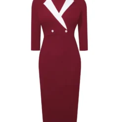 Fashion Women Chic Elegant Suit Skirt Button Patchwork Dress