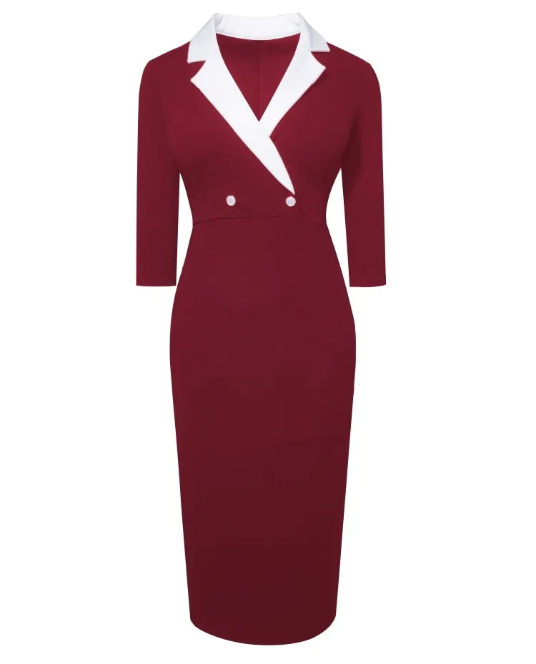 Fashion Women Chic Elegant Suit Skirt Button Patchwork Dress 1 Fashion Women Chic Elegant Suit Skirt Button Patchwork Dress