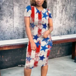 Print Short Sleeve Sexy Midi Dress -Deals Toggenix Store fc99a377cdb0fa53