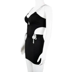 Women's Summer Solid Color Ribbon Decorated Suspenders Hollow Out Low Back Dress -Deals Toggenix Store fd4ac0670fda4562