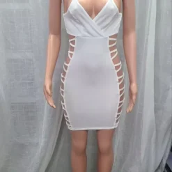 Summer Women Solid Sexy Side Cross Hollow Dress 22 Summer Women Solid Sexy Side Cross Hollow Dress -Deals Toggenix Store fde501978d2ab385