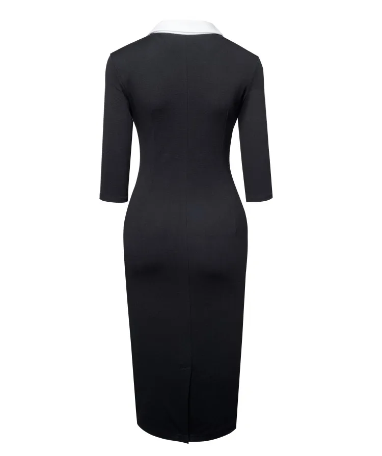 Fashion Women Chic Elegant Suit Skirt Button Patchwork Dress 12 Fashion Women Chic Elegant Suit Skirt Button Patchwork Dress - Image 12