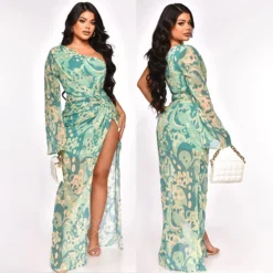 Women Sexy Printed Irregular One Shoulder Dress -Deals Toggenix Store ff45ac798c056edd