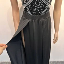 Sexy Beaded See-Through Low Back Mesh Bodysuit Slit Skirt Two-Piece Set -Deals Toggenix Store ff5c74044d575148