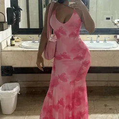 Women Summer Printed Backless Halter Neck Strappy Mermaid Dress -Deals Toggenix Store ffeeefde6427445e